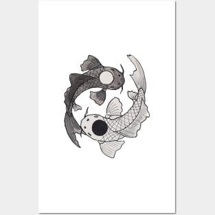 Koi Fish Ying Yang Posters and Art